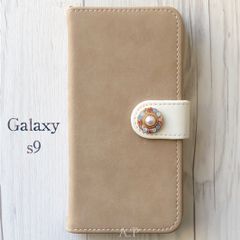 Galaxys9 ギャラクシーs9★スエード調 グレージュ パール