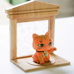 メモリアルペットハウス (ペットのお仏壇)【茶】基本型セット(【猫オレンジ】フェリックス ガーディアンズ（遺骨カプセル付の猫の置物）)