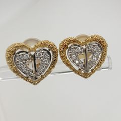 【中古】CHRISTIAN DIOR　クリスチャンディオール 750YG*WG ハート　ダイヤモンド　イヤリング