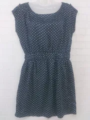 ◇ ◎ NATURAL BEAUTY BASIC 水玉 ドット ノースリーブ ミニ ワンピース サイズM ネイビー オフホワイト レディース P  【中古】 【1209060009070】