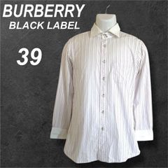 BURBERRY BLACK LABEL メンズ 38 ストライプシャツ  ビジネス BMH66-083-12 三陽商会 ホワイト×ピンク系  (q77)★