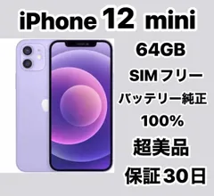 (超美品)iPhone 12mini 64GB SIMフリーバッテリー100%アップル