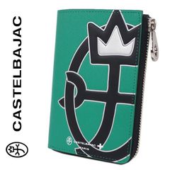 カステルバジャック CASTELBAJAC 牛革 ミドルウォレット 二つ折り財布 ウプラ グリーン メンズ レディース セミ長財布 レザー 定価22,000円 無料ラッピング可能