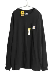 【お得なクーポン配布中!】 デッドストック カーハート ポケット付き 長袖 Tシャツ メンズ M / 新品 ロンT ワンポイント ポケT ヘビーウェイト クルーネック ブラック
