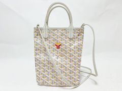 GOYARD ゴヤール ポワティエ クレールヴォア ミニ トートバッグ ショルダーバッグ イエロー ホワイト