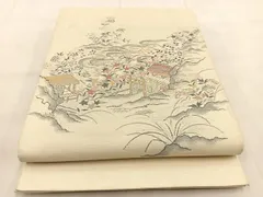 優美な御所解文の袋帯白地正絹