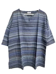美品　plantation　コットンリネン　春夏　チュニック　ブラウス　総柄 ブラウス レディース 半袖 花柄ブラウス 50代 チュニック 綿100