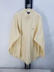 ポロ シャツ オックスフォード ストライプ 長袖 黄色 オーバーサイズ xxxl