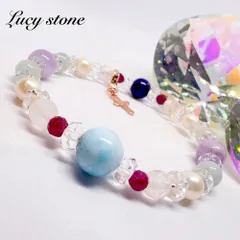 4.天然石 パワーストーン ブレスレット 数珠15cm ラリマー ルビー アメジスト