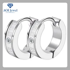 【送料無料！】ピアス レディース メンズ チタン ローマ 数字 リング フープ キャッチレス 両耳セット (直径：9mm) シルバー [PM004]