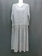 ◇ MELROSECLAIRE メルローズクレール ボーダー柄 クルーネック ロング丈 ワンピース 表記なし ネイビー レディース E  【1309250018971】