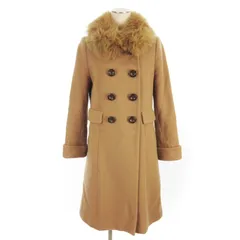 ジャスグリッティー JUSGLITTY フォックスファー付き ダブル ステンカラー コート ロング ウール混 ベージュ 2 アウター