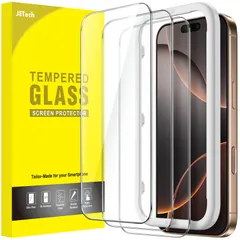 【在庫セール】強化ガラス製 液晶保護フィルム ガイド枠付き 6.9インチ用 Max ケースに干渉なし Pro HDクリア 16 iPhone 3枚セット JETech