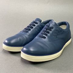 7e10 《美品》 BOTTEGA VENETA ボッテガヴェネタ イントレチャート ローカットスニーカー 41 ブルー レザー シューズ 革靴 イタリア製