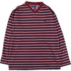 古着 90年代~ トミーヒルフィガー TOMMY HILFIGER JEANS ボーダー柄 Vネック ロングTシャツ ロンT メンズL ヴィンテージ/eaa465406
