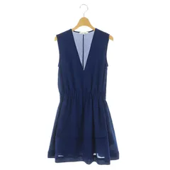 カルヴェン CARVEN Vネック ノースリーブミニワンピース フレア 34 紺 ネイビー /MY ■OSのサムネイル