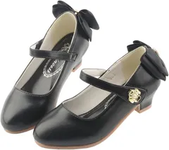 しあわせ倉庫 女の子 ドレスシューズ キッズ フォーマル 靴 ガールズ ピアノ発表会 入学式 卒業式 結婚式 18.0(ブラック,  18.0～18.5 cm)