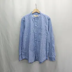 ◇ ⊂ nano universe ナノユニバース バンドカラー 長袖 シャツ サイズM ブルー レディース E  【1502180078231】