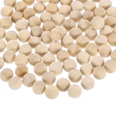 uxcell 100個の丸い木製ボール 直径10mm 未仕上げの固体木製球 DIYクラフトプロジェクト用の天然木製ボール アートオーナメント