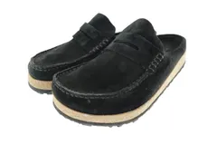 ビルケンシュトック BIRKENSTOCK Naples ネープルス ハーフクロッグ スエード レザー ローファー サンダル スリッポン 1025040 27 黒 ブラック ブランド古着ベクトル 中古●▲250315