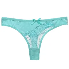 Tバック レディース 綿95% リボン 透ける レース アンシメトリー セクシー ストレッチ おしゃれ コットン パンティ 下着 黒 白 緑 水色 M L XL rt-017