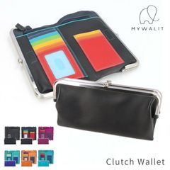 【お種銭付】mywalit 長財布 ナッパレザー 牛革 Clutch Wallet 2つ折り がま口 クラッチ ポーチ 大容量 通帳 マルチケース 大きめ 折りたたみ 全6色 MY1280 メンズ レディース