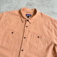 2023年製 patagonia Hemp Short sleeve shirt 【orange × white】 パタゴニア ヘンプ 麻 半袖シャツ チェック 【 オレンジ × ホワイト】