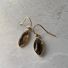 14kgf製/天然石スモーキークォーツピアス