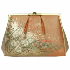 京やO206　和装バッグ　佐賀錦　錦織バッグ　ハンドバッグ　クラッチバッグ　２WAY　正装用　礼装用　黒留袖　色留袖　振袖　訪問着　附下　色無地などに　フォーマルからセミフォーマルまで対応　ゴールド　着物用バッグ