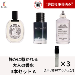 大人のメンズ 香水 　アトマイザー3本セット　香水　お試し 量り売り　1ml
