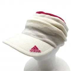 ★SALE価格★【美品】アディダス ニットサンバイザー 白×ピンク アクリル100％ フリー(56-58cm) ゴルフウェア adidas