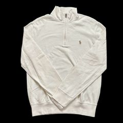 POLO Ralph Lauren ポロ ラルフローレン ハーフジップスウェット 白 ロゴ入り メンズ XSサイズ