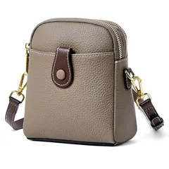 【新品】 [Bearneko] スマホポーチ レディース ショルダーバッグ 本革 小さめ 斜めがけ お財布ショルダー 軽量 防水 バッグ スマホショルダーバッグ ファッション 女性 プレゼント (グレー) 1