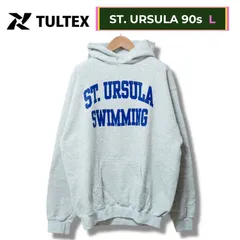 タルテックス パーカー L グレー 90s USA製 ヴィンテージ Vintege カレッジ 2段プリント 霜降りグレー ST.URSULA 聖ウルスラ TULTEX ストリート Y2K アメカジ オーバーサイズ ゆるだぼ 古着 F8050