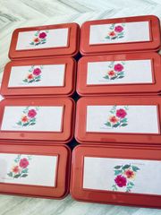 仕出し弁当箱　ピンク　8個セット（花柄　ハイビスカス）