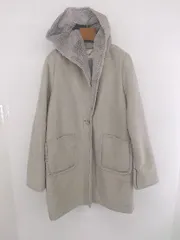 ◇ Ray Cassin レイカズン スウェード調 無地 フェイクファー 長袖 フード コート サイズF グレージュ系 レディース P  【1307060005556】