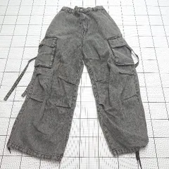 ■ Θ 美品 リル カジュアル系 ヴィンテージライクデニム/ワイドスラックスカーゴパンツ サイズL グレー系 レディース E  【1508250008641】