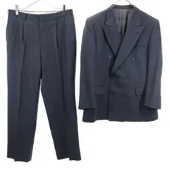 アクアスキュータム 90s 日本製 ウール オールド チェック柄 パンツスーツ 上下 セットアップ 94AB4 グレー Aquascutum メンズ 古着 【240306】