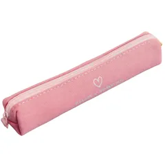 新品 ZEWZE ペンケース 帆布 スリム型 筆箱 シンプル コンパクト 小さいペンケース ミニペンケース 文房具 (ピンク)