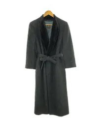 イザイアロングコートアルパカファーベルトグリーン42レディース