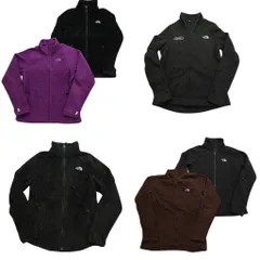 古着卸 まとめ売り ノースフェイス フリース 6枚セット (レディース M ) フルジップ 刺 スタンドカラー ブラック 中古 古着 NC2778