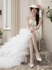 新品未使用 サマーウェディングにぴったり チュールドレス 結婚式　前撮り　フォトウェディング