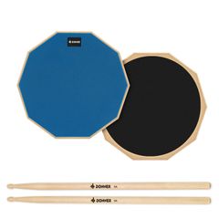 12インチ 消音 スティック付 ゴム製 (青) トレーニングドラム ドラム練習パッド Donner
