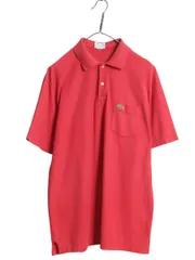 【お得なクーポン配布中!】 80s ラコステ 鹿の子 半袖 ポロシャツ メンズ XL 小さめ L 程 ヴィンテージ 半袖シャツ ポケット付き カットソー ワンポイント ボックス 赤