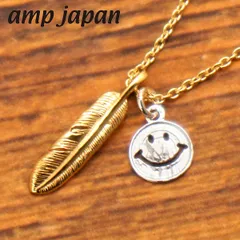 【新品】amp japan アンプジャパン スモールフェザー ＆ スマイル ニコチャンマーク ネックレス シルバー925 チェーン付き 日本製 AMP JAPAN 14AH-146【正規品】