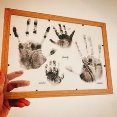 【クリアポスター 】家族ver.フレーム付 手形足形 命名書 バースデーポスター