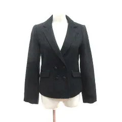 エムケー ミッシェルクラン MK MICHEL KLEIN テーラードジャケット ダブル ツイード 総裏地 38 黒 ブラック /YK ■MOのサムネイル