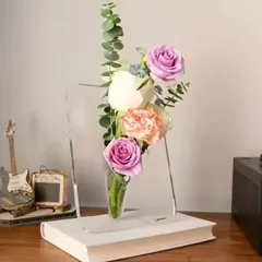 置物 花瓶 アクリル製 2個セット モダン 北欧 おしゃれ 長方形フレーム風 フォトスタイル インテリアベース 花なし対応 デスクトップ装飾 ホリデーギフト向け 透明素材 クリエイティブフォルム 室内用オブジェ 雑貨としても利用可能 軽量設計 リビングルーム