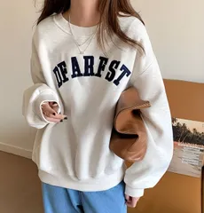 レディース スウェット 薄めトレーナー ロゴ入り 韓国風 オーバーサイズ ゆったり カジュアル 長袖