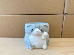 【まねきいえねこ】リトルレジンポット　スコティッシュフォールド　グレー　5479　猫　ネコ　多肉植物　ミニプランター　プリザーブドフラワー　ポリレジン　レジンポット　レジン　小物入れ　ガーデニング雑貨　かわいい　プレゼント　ギフト　★まとめ買い値下げ交渉可★